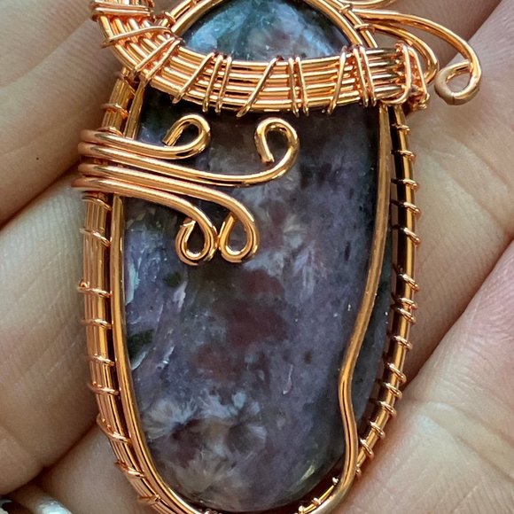 Wire Wrapped Charoite Crystal Stone Jewelry Pendant - Picture 6 of 8